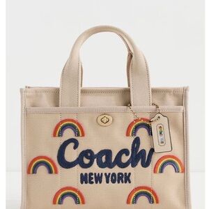 Coach Embroidered Rainbow Beige Cargo Tote 26